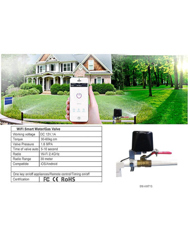 Válvula de Agua WiFi UseeLink, Control Remoto APP, 0.53 kg