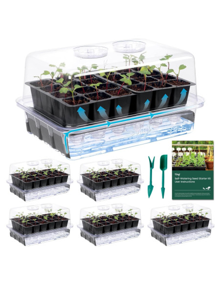 Kit de Inicio de Semillas Autorriego SOLIGT 6 Paquetes 144 Celdas