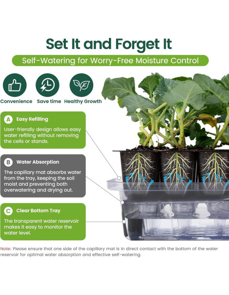 Kit de Inicio de Semillas Autorriego SOLIGT 6 Paquetes 144 Celdas