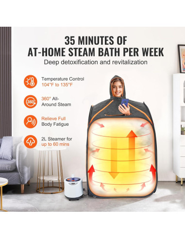 Carpa de Sauna Personal VEVOR 1200W Plegable y Portátil