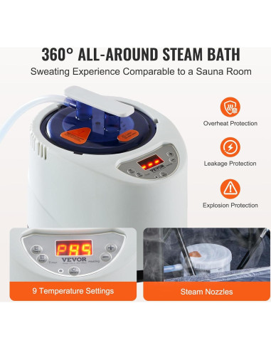 Carpa de Sauna Personal VEVOR 1200W Plegable y Portátil