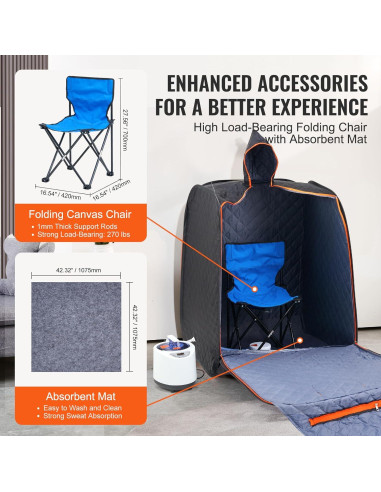 Carpa de Sauna Personal VEVOR 1200W Plegable y Portátil
