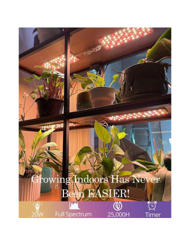 Luz de Crecimiento LED DOMMIA 20W Espectro Completo para Plantas