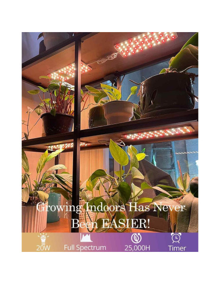 Luz de Crecimiento LED DOMMIA 20W Espectro Completo para Plantas