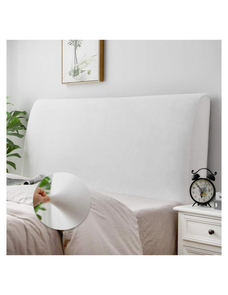 Funda de Cabecera DUJUIKE Ajustable Tela Terciopelo Blanco King