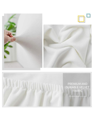Funda de Cabecera DUJUIKE Ajustable Tela Terciopelo Blanco King