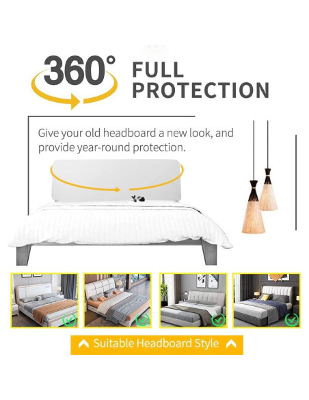 Funda de Cabecera DUJUIKE Ajustable Tela Terciopelo Blanco King