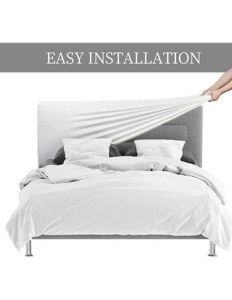 Funda de Cabecera DUJUIKE Ajustable Tela Terciopelo Blanco King
