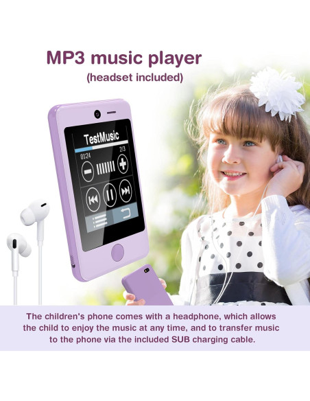 Teléfono Infantil PTHTECHUS con Pantalla Táctil 4" y Juegos