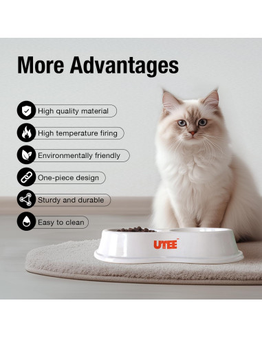 Cuencos Doble de Porcelana UTEE para Gatos y Perros Pequeños