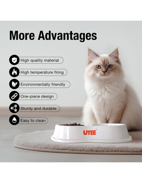 Cuencos Doble de Porcelana UTEE para Gatos y Perros Pequeños