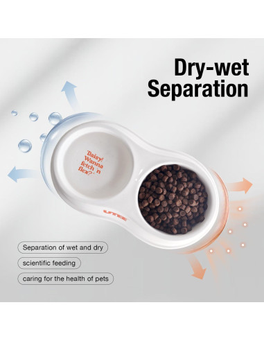 Cuencos Doble de Porcelana UTEE para Gatos y Perros Pequeños