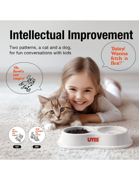 Cuencos Doble de Porcelana UTEE para Gatos y Perros Pequeños