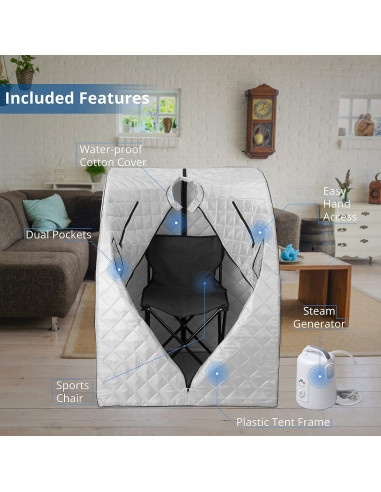 Sauna de vapor portátil Durasage DSS-XL01 800W plata