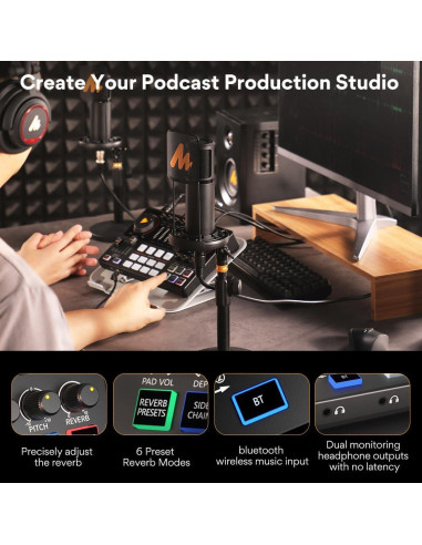 Paquete de Podcast Maono AME2A con Micrófono XLR y Bluetooth