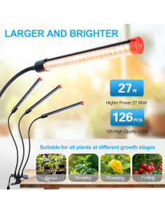 Luz de Crecimiento LED Orchbloom 27W con Temporizador 3000 Lúmenes 2