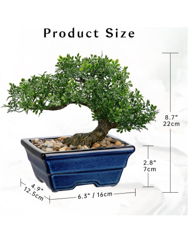 Árbol Bonsai Artificial Briful con Maceta Cerámica Verde
