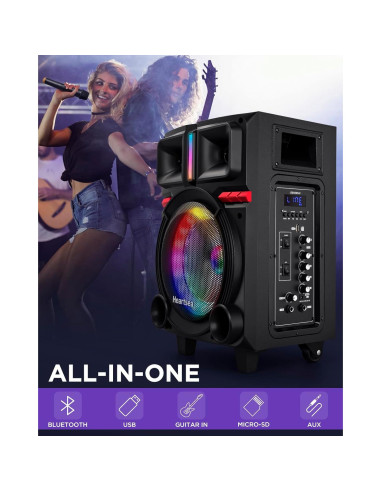 Máquina de Karaoke HEARTSEA HS-8P Bluetooth con 2 Micrófonos