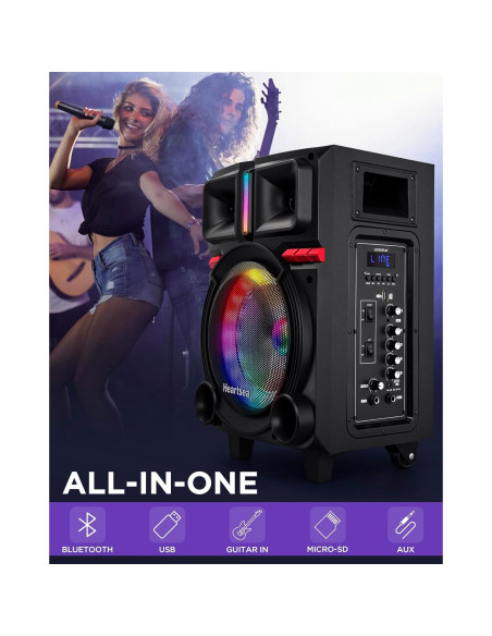 Máquina de Karaoke HEARTSEA HS-8P Bluetooth con 2 Micrófonos