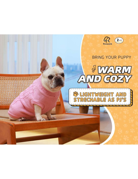 2 Suéteres para Perros Pequeños Roseelk - Ropa Cálida Invierno