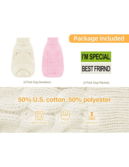 2 Suéteres para Perros Pequeños Roseelk - Ropa Cálida Invierno