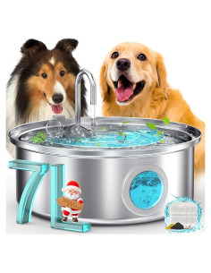 Fuente de Agua para Perros Oneisall 7L Acero Inoxidable Silenciosa