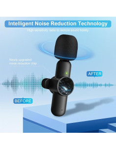 Micrófono Lavalier Inalámbrico vvituaC Z01 2 Micrófonos Negro 2