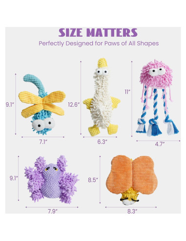 Juguetes para Perros Nocciola Paquete de 5 Suaves y Chirriantes