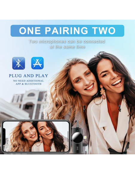 Micrófono Lavalier Inalámbrico vvituaC Z01 2 Micrófonos Negro
