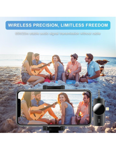 Micrófono Lavalier Inalámbrico vvituaC Z01 2 Micrófonos Negro