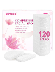 Esponjas Faciales Comprimidas Unimade 120 Unidades 100% Natural