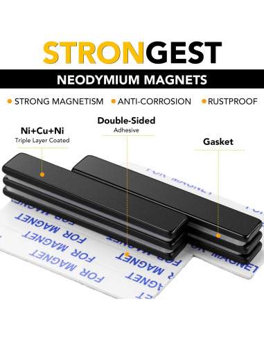 Imanes de Neodimio DIYMAG 12 Piezas 60x10x3mm Adhesivos