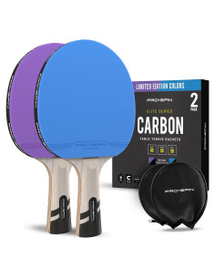 Pala de Ping Pong PRO SPIN Fibra de Carbono 2-Pack Azul/Violeta