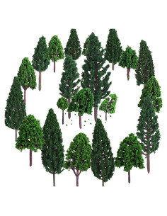 Bememo 22 Piezas Árboles Miniatura 3 a 16 cm Verde Natural