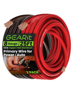 Cable de Potencia 8 AWG GearIT Negro/Rojo 7.62 m