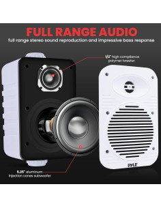 Altavoces Pyle 500W Bluetooth Impermeables 5.25" Blancos 2