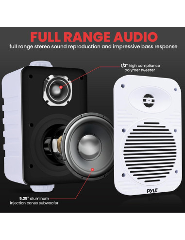 Altavoces Pyle 500W Bluetooth Impermeables 5.25" Blancos