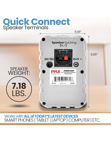 Altavoces Pyle 500W Bluetooth Impermeables 5.25" Blancos
