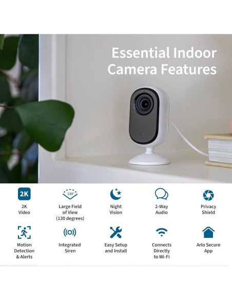 Cámara Arlo Esencial 2K Interior | 2 Cámaras | Audio Bidireccional
