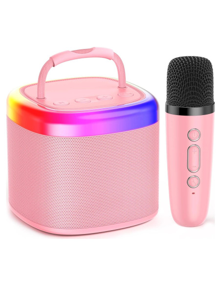 Mini Máquina de Karaoke JYX Rosa con Micrófono Inalámbrico