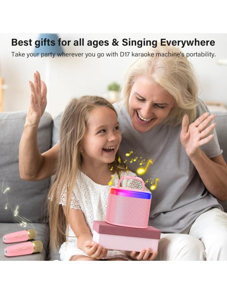 Mini Máquina de Karaoke JYX Rosa con Micrófono Inalámbrico
