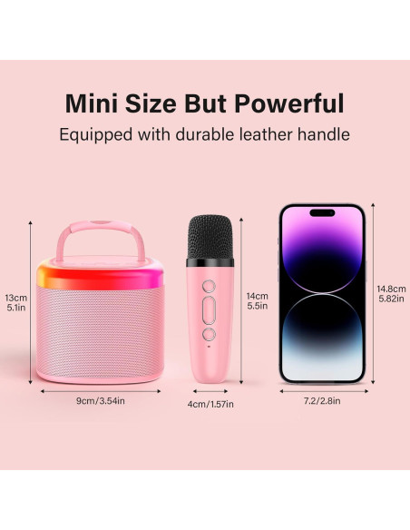 Mini Máquina de Karaoke JYX Rosa con Micrófono Inalámbrico