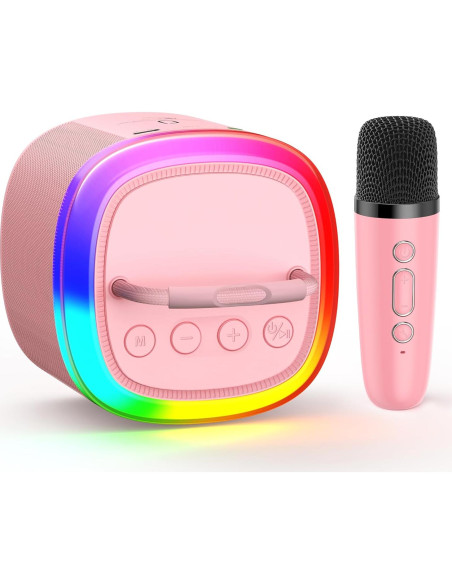 Mini Máquina de Karaoke JYX Rosa con Micrófono Inalámbrico