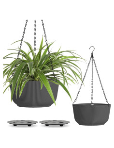 Macetas Colgantes T4U 30 cm Autorriego 2 Piezas Gris