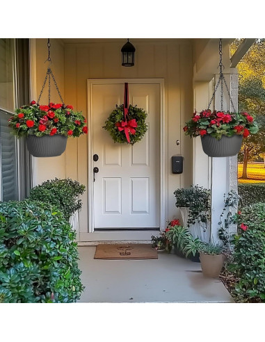 Macetas Colgantes T4U 30 cm Autorriego 2 Piezas Gris