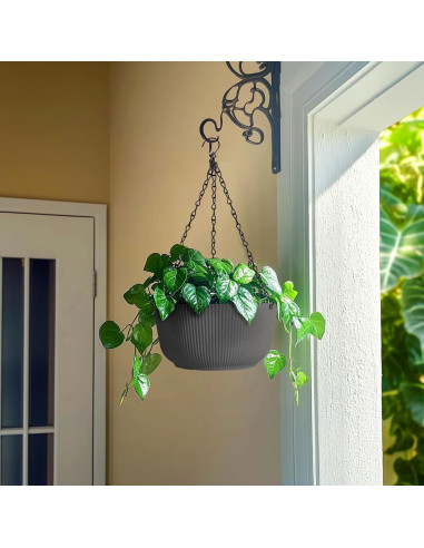 Macetas Colgantes T4U 30 cm Autorriego 2 Piezas Gris