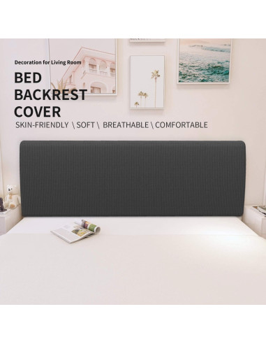 Funda de Cabecera Easy-Going Reina Gris Oscuro Elástica