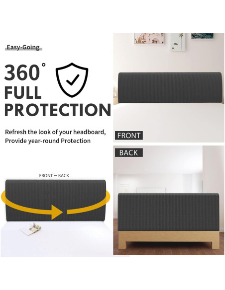 Funda de Cabecera Easy-Going Reina Gris Oscuro Elástica