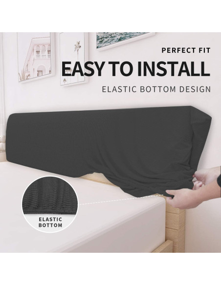 Funda de Cabecera Easy-Going Reina Gris Oscuro Elástica