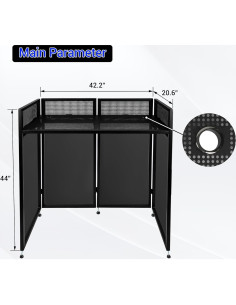 Mesa DJ Plegable Booth de Fachada 101.6x49.8cm con Cortinas 2